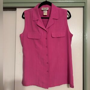 Distinction Fuchsia Sleeveless Button-Down Shirt